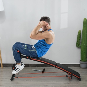 Banca Sit-Up pentru fitness Re-Bloom, reglabila/pliabila, otel/EVA/PVC, negru/rosu, 47 x 142 x 50-66 cm, Resigilat, Grad A - Img 4