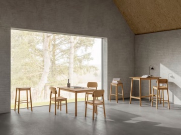 Barlow set 2 scaune de bar 44x39.5x76.8 cm, lemn de stejar si cauciuc furnirut, MDF lacuit, certificat FSC MIX, natur - Verificat A · Re-Bloom - Img 5