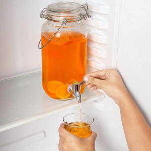 Belle Vous dozator bauturi cu robinet, sticla transparenta, 2.5L, 11.3x11.3x26 cm, capac etans, pentru suc/apa/cocktailuri/lapte - Verificat A · Re-Bloom - Img 5