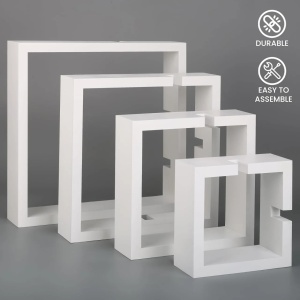 Belle Vous set 4 rafturi perete suspendate cub, MDF, dimensiuni 15-30 cm, alb - Verificat A · Re-Bloom - Img 4