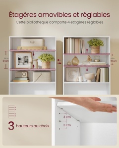 Biblioteca Vasagle, 6 nivele, PAL, alb, 80 x 24 x 160,7 cm, Resigilat, Grad A - Img 2