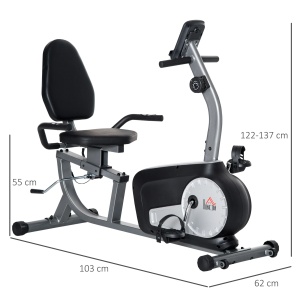 Bicicleta fitness orizontala Re-Bloom, 8 nivele de rezistenta, ecran LCD, otel/ABS, gri/negru/argintiu, 122-137 x 62 x 103cm, Resigilat, Grad A - Img 3
