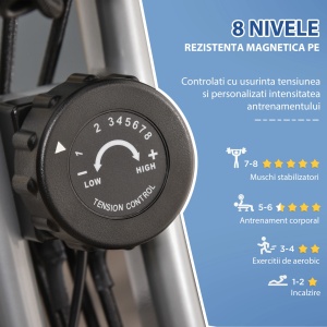 Bicicleta fitness pliabila 2 in 1 Re-Bloom, 8 nivele de rezistenta, otel/ABS, gri, 97 x 51 x 115 cm, Resigilat, Grad A - Img 5
