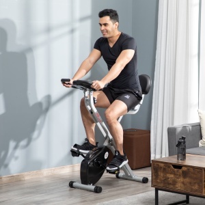 Bicicleta pentru fitness Re-Bloom, reglabila, 8 nivele de rezistenta, otel/ABS/PVC, gri/negru, 43 x 97 x 109 cm, Resigilat, Grad A - Img 4