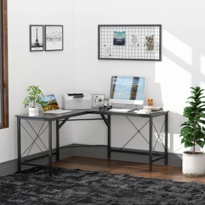 Birou de colt Re-Bloom, PAL/otel, negru, 150 x 150 x 76 cm, Resigilat, Grad A - Img 4