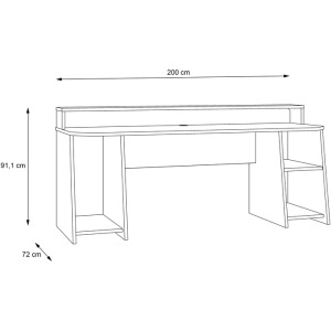 Birou KringX Gaming, dimensiuni 200x91x72 cm, culoare negru, include iluminare LED, Resigilat, Grad B - Img 3