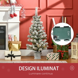 Brad artificial de Craciun Re-Bloom, LED, PVC/metal, alb/verde, 40 x 90 cm, Resigilat, Grad A - Img 6