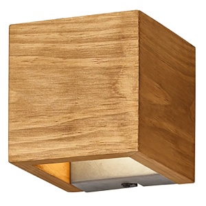 Brad I aplica perete LED 11x11x11 cm, 430lm 3000K 50000h, cadru aluminiu mat, lemn natur, dimabila - Verificat A · Re-Bloom