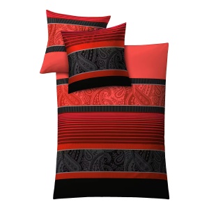 Cambridge set lenjerie de pat bumbac 100%, husa pilota 155x220 cm + fata perna 80x80 cm, fermoar, lavabila 60°C, rosu rubiniu - Verificat A · Re-Bloom