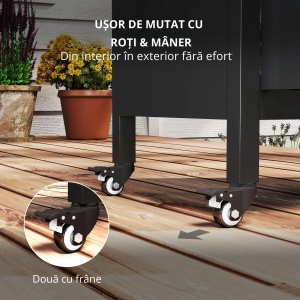 Carucior barbecue cu dulap, raft, masa laterala, otel inoxidabil, 116x50x93cm, Negru - Verificat A · Re-Bloom - Img 3