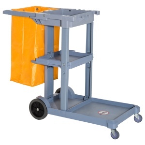 Carucior profesional pentru curatenie, polipropilena/PVC, portocaliu/gri, 121 x 50.5 x 96.5 cm, Resigilat, Grad A