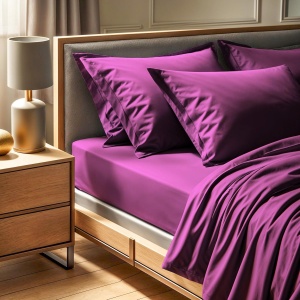 Cearsaf de pat cu elastic, bumbac, 100x200 cm, violet - Verificat A · Re-Bloom