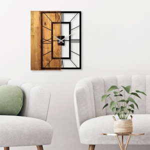 Ceas decorativ de perete Re-Bloom, metal/lemn, maro/negru, 49 x 3 x 58 cm - Img 5