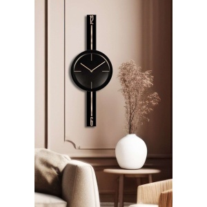 Ceas decorativ de perete Re-Bloom, metal, negru/auriu, 30 x 80 cm - Img 3