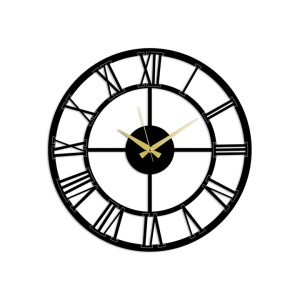Ceas decorativ de perete Re-Bloom, metal, negru/auriu, 49 x 49 cm