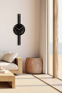 Ceas decorativ de perete Re-Bloom, otel, negru/auriu, 30 x 80 cm - Img 3