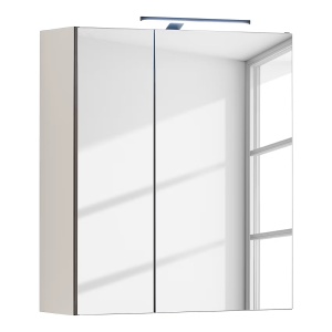 Cleek dulap baie oglinda LED, 60x70x23 cm, 2 usi, 2 rafturi, PAL acoperit, iluminat integrat, casmir - Verificat A · Re-Bloom