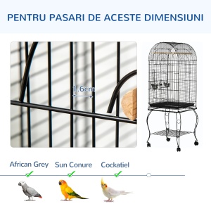 Colivie pentru pasari, metal/lemn, negru, 51 x 51 x 153 cm, Resigilat, Grad A - Img 5