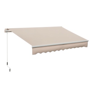 Copertina extensibila de exterior Re-Bloom, poliester 280g/m²/aluminiu/metal, 295x200 cm, deschidere manivela diametru 13x1480mm, bej - Verificat A · Re-Bloom