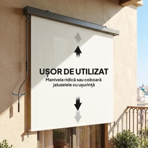 Copertina retractabila cu manivela, carcasa aluminiu, anti-UV, 250x160cm, Alb Crem/Gri inchis - Verificat A · Re-Bloom - Img 6