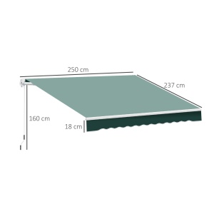 Copertina verticala rulanta Re-Bloom, poliester/aluminiu, 250x200 cm, unghi reglabil 5-45°, manivela 41.4x160 cm, verde - Verificat A · Re-Bloom - Img 3