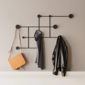 Cuier de perete Re-Bloom, metal, negru, 112 x 64 x 10 cm - Img 4