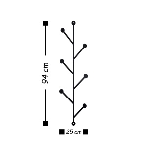 Cuier de perete Re-Bloom, metal, negru, 25 x 94 cm - Img 2