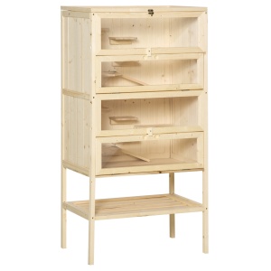 Cusca cu 4 nivele pentru rozatoare Re-Bloom, bambus, natur, 47,5 x 26 x 44,5 cm, Resigilat, Grad A