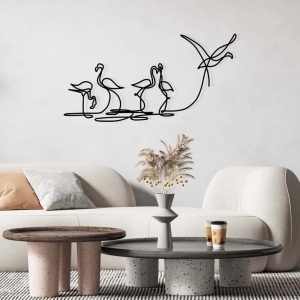 Decor de perete model Flamingo din metal 115x58.5 cm, design modern, negru - Verificat A · Re-Bloom - Img 3