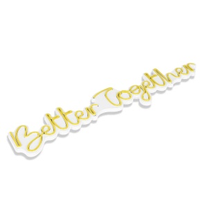 Decor de perete Re-Bloom, Better Together, LED, PVC, galben/alb, 84 x 16 x 2 cm