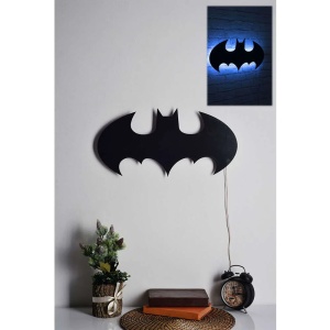Decor de perete Re-Bloom, model batman, LED, MDF, negru/albastru, 50 x 25 cm - Img 6