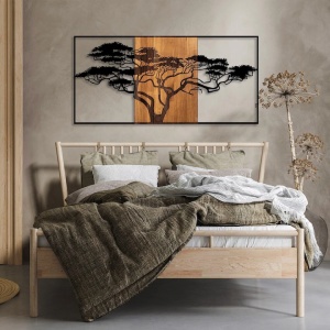 Decor de perete Re-Bloom, model copac, lemn/metal, maro/negru, 147 x 3 x 70 cm - Img 4