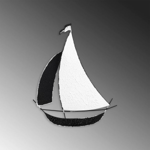 Decor de perete Re-Bloom, model corabie, meta, negru/alb, 39 x 48 cm - Img 6