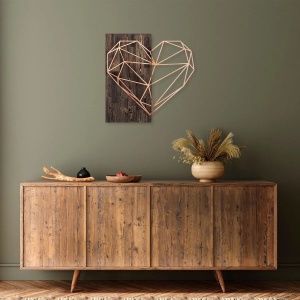 Decor de perete Re-Bloom, model inima, metal/lemn, nuc/cupru, 58 x 58 cm - Img 4