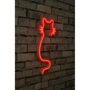 Decor de perete Re-Bloom, model pisica, LED, rosu, 22 x 48 cm - Img 5