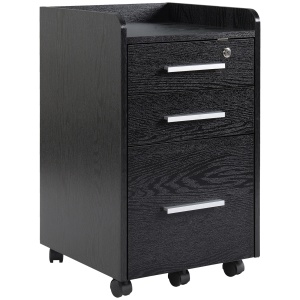 Dulap de birou cu 3 sertare si 5 roti Re-Bloom, PAL/MDF P2, 39.2x40x65.4 cm, chei securitate, 50 kg, negru - Verificat A · Re-Bloom