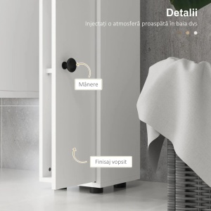 Dulap inalt pentru baie, PAL, alb, 20 x 20 x 180 cm, Resigilat, Grad A - Img 5
