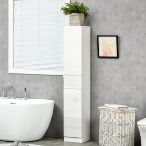 Dulap inalt pentru baie Re-Bloom, cu rafturi reglabile, PAL/MDF, alb, 30 x 28 x 170 cm, Resigilat, Grad A - Img 2