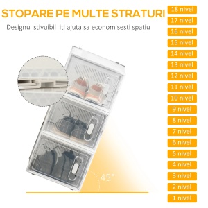 Dulap pantofi modular 18 cuburi, ventilatie, PP, max. 46 EU, Transparent/Alb - Verificat A · Re-Bloom - Img 5