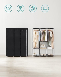 Dulap Songmics, otel/plastic/textil, negru, 130 x 45 x 167 cm, Resigilat, Grad A - Img 5