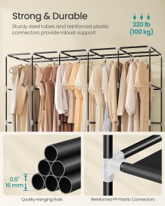 Dulap Songmics, otel/plastic/textil, negru, 211 x 45 x 167 cm, Resigilat, Grad A - Img 3