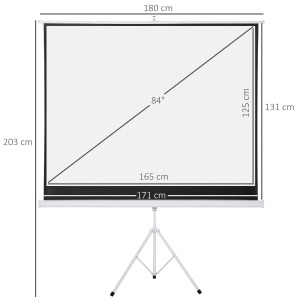 Ecran proiectie 4K HD cu stativ 171x128 cm, 84 inch, format 4:3, reglabil, tesatura/metal, alb - Verificat A · Re-Bloom - Img 3