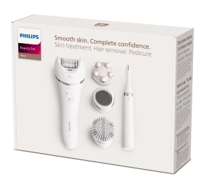 Epilator umed si uscat Philips Seria 9000 BRE740/90, 12 accesorii, 32 pensete, utilizare fara fir, 2 setari de viteza, opti-light, discuri ceramice, Argintiu, Resigilat, Grad A - Img 4