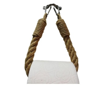 Evila Originals suport de hartie igienica 14x22 cm, franghie naturala si metal, design modern, bej - Verificat A · Re-Bloom