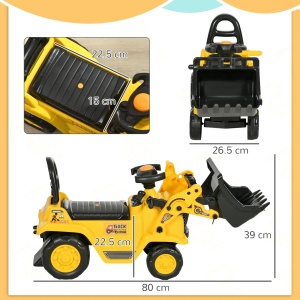Excavator pentru copii, cu spatiu de depozitare si cupa, polipropilena/ABS, galben/negru, 80 x 26,5 x 39 cm, Resigilat, Grad A - Img 5