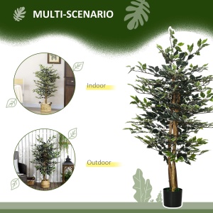 Ficus artificial in ghiveci Re-Bloom, poliester/polipropilena/polietilena, verde/alb, 130 cm, Resigilat, Grad A - Img 6