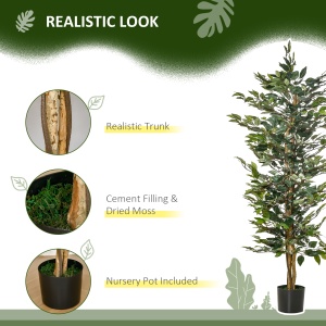 Ficus artificial Re-Bloom, PEVA/PE/ciment, inaltime 150 cm, vas diametru 17x14.5 cm, intretinere redusa, verde/maro - Verificat A · Re-Bloom - Img 5