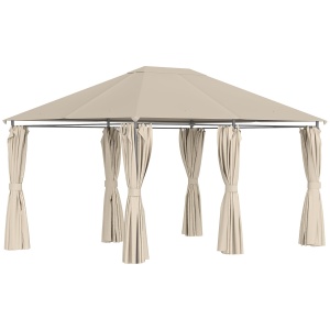 Foisor de gradina cu 6 pereti detasabili Re-Bloom, otel acoperit pulbere/poliester, 400x300x264 cm, 22 kg, bej - Verificat A · Re-Bloom