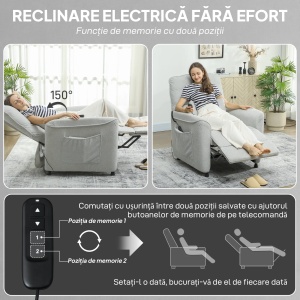 Fotoliu rabatabil electric cu incalzire, 8 puncte masaj, 5 moduri, chenille, Gri deschis - Verificat A · Re-Bloom - Img 5