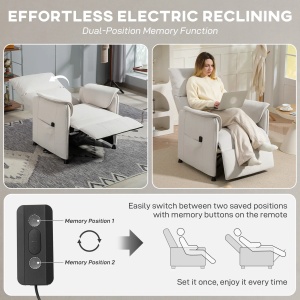 Fotoliu reclinabil electric 80x83x104 cm, motor brushless silentios, reglaj 135°, catifea 100% poliester, 135 kg, crem - Verificat A · Re-Bloom - Img 4